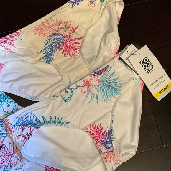 Coco Reef Multicolor Floral Tiered Swimsuit Set - Tankini 36D top, sm/md bottoms - Picture 11 of 16